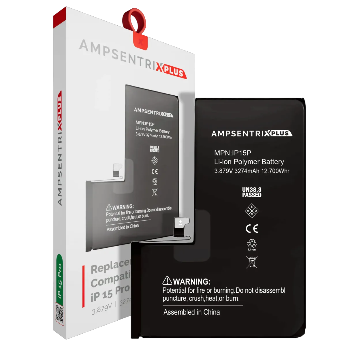 Batería iPhone 15 Pro Ampsentrix Plus